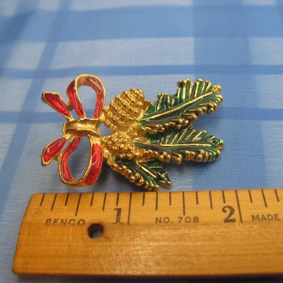 Pine Bough Branch Christmas Pin - Picture 4 of 4